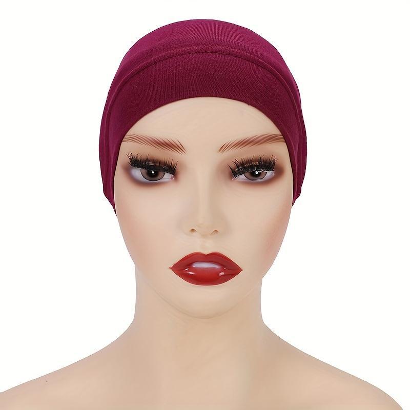 Women's Solid Anti-Slip Undercap Breathable Elastic Inner Hijab Cap for Ramadan Comfortable Fit
