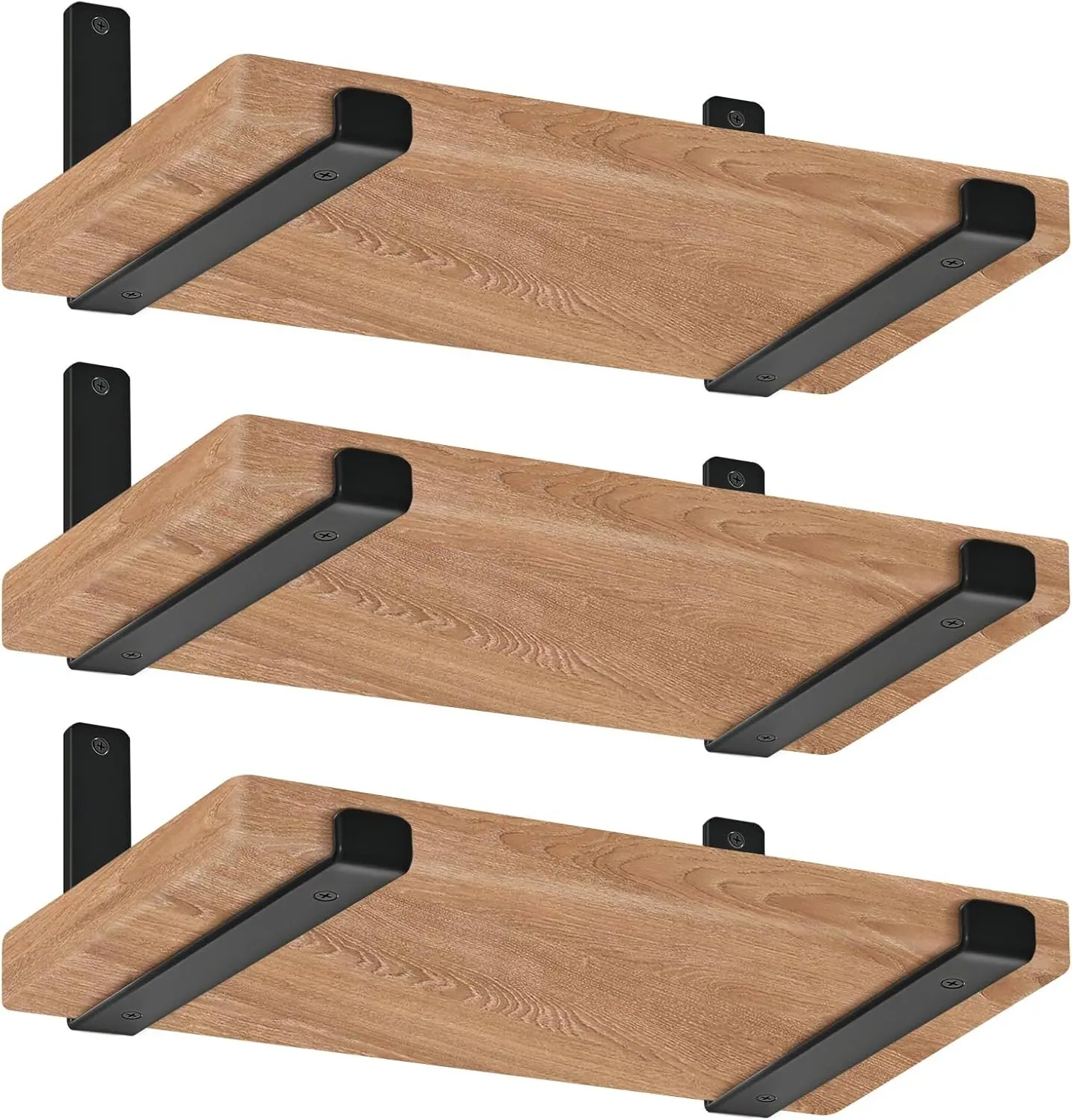 12 inch Shelf Brackets for DIY Floating Shelf, 1/5 inch Thick Heavy Duty Floating Shelf Bracket, Fit for Home, Kitchen, Bathroom, Garage, Living Room, 6-Pack Black, 11.25" x 6" x 1.5"