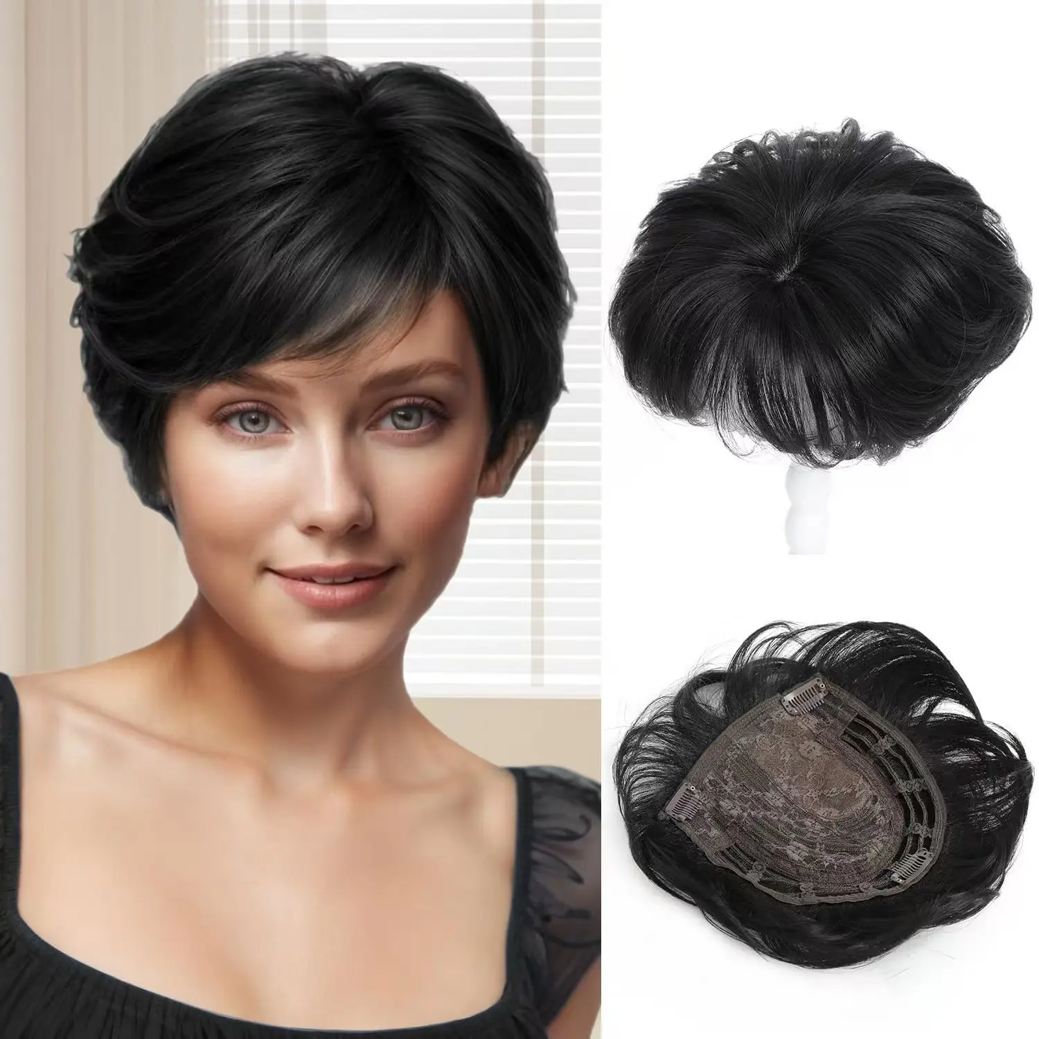Foreign trade hair topper for covering and refining short hair, hair toppers for women, Xuchang hair toppers