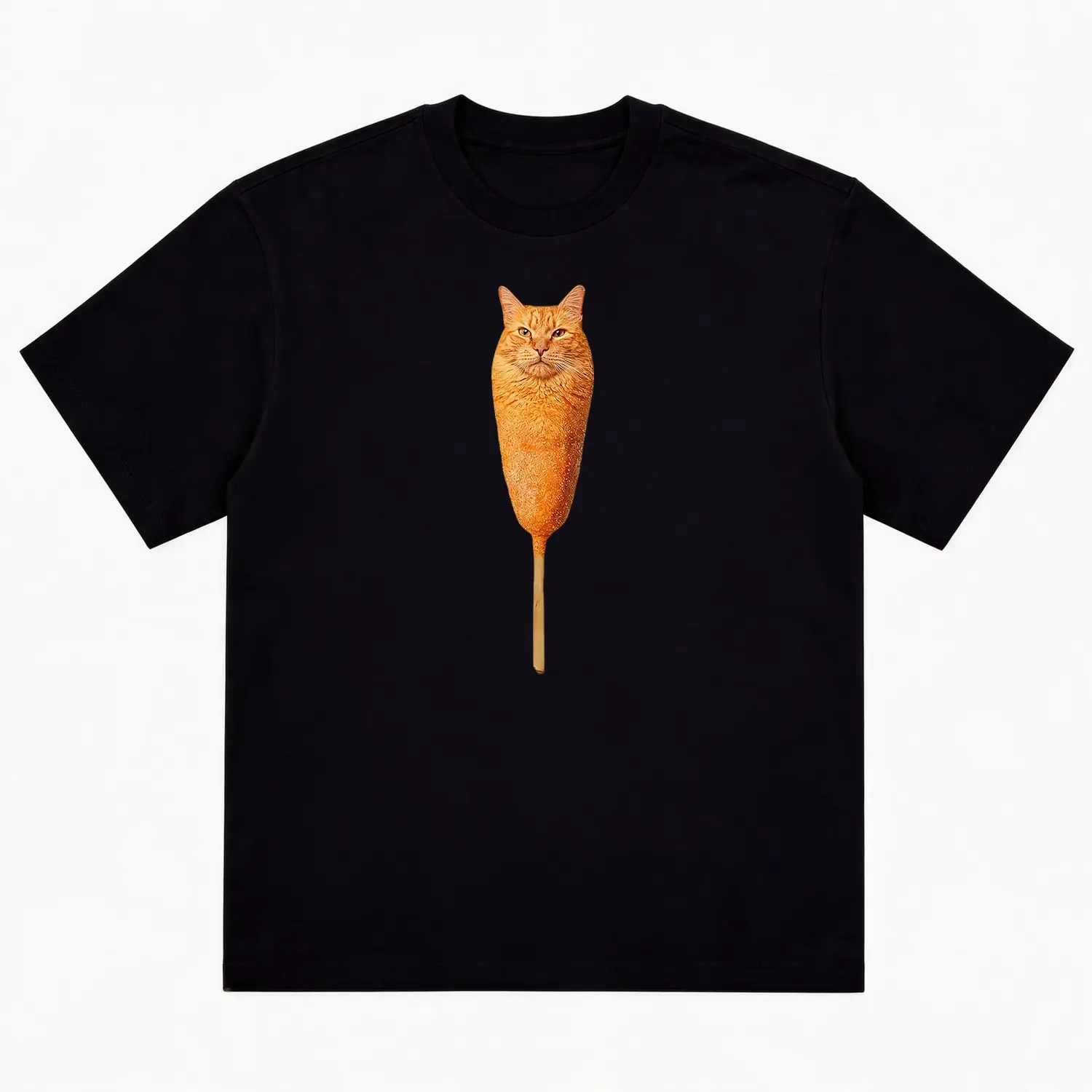 Unisex Vintage Graphic T-Shirt |     Trendy Streetwear Tee with Funny Corn Dog Cat Meme Print |     Soft Cotton Casual Short Sleeve Top |     Men's Summer Graphic Shirt