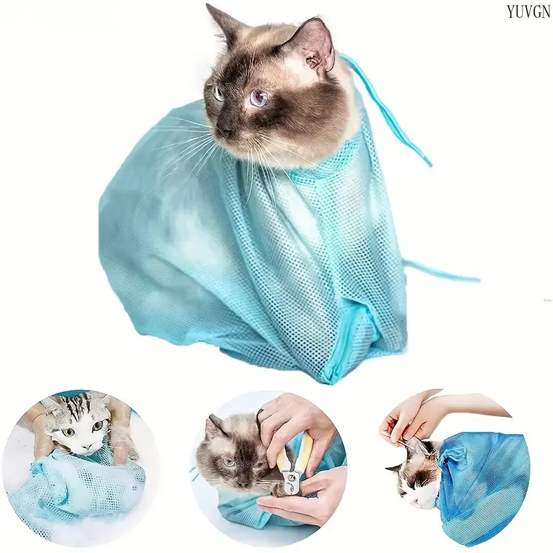 Cat Bath Bag,Anti Scratch Anti Bite Cat Grooming Bag,Adjustable Breathable Cat Restraint Pouch,Multifunctional Nail Trimming Shower Fixed Bag,Durable Pet Cleaning Supplies for Cat Bathing Grooming Daily Care tiktokshopbacktoschool