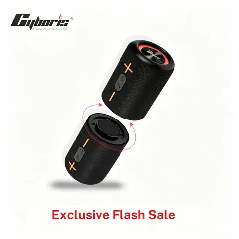 CYBORIS 2-in-1 Wireless Portable Bluetooth Boombox Speaker - 20W Stereo Audio, IPX6 Water Resistant, Bluetooth 5.3, Home Theater Surround Sound, Modern Style, Charging Button, USB Type C, 18M Range, Music-Sync LED Lights, for Music Lovers (Birthday Setup)