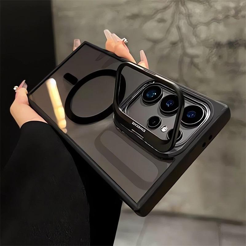 For S25 Ultra/S22 Plus/224/S23 magnetic phone case concealed metal lens holder transparent cover HN112