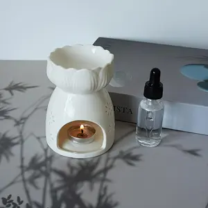 Lotus Tea Light Candle Holder Set Ceramic Furnace Indoor Ornaments Essential Oil Diffuser Burner