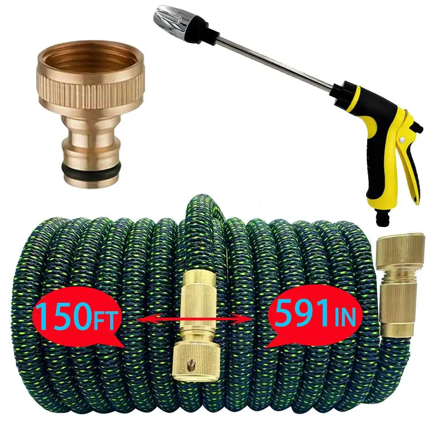 25-150 Feet Garden Water Hose, 3/4 Inch Expandable and Flexible, Durable Plastic Tube for High-Pressure Lawn Watering