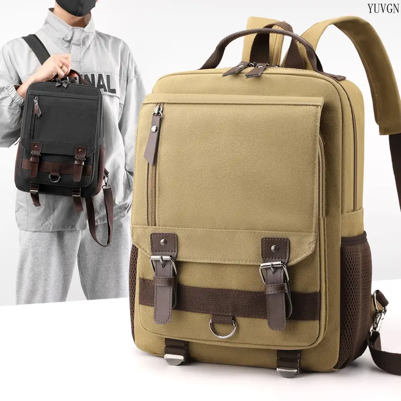 Vintage Canvas Rucksack for Men, a Multi-Function Water-Resistant Laptop Backpack with Large Capacity for Casual Travel, Work, and Back to School, Back To School Haul, Male, Backpacks For School, Adults
