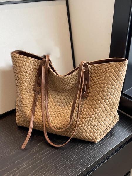 Women's Solid Color  Design Tote Bag, Fashionable Large Capacity Shoulder Bag for Daily Life, Casual Trendy Versatile High-quality Daily Commuting Bag, Fashionable Unique Bags