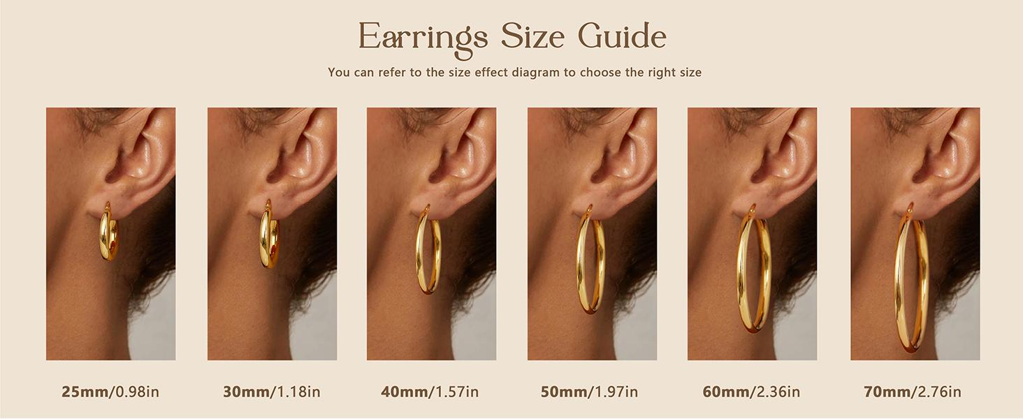 BESTEEL 14K Chunky Gold Plated Hoop Earrings for Women With 925 Sterling Silver Post Hollow Tube Hoops Earrings 4mm Thick Gold Hoop Earrings Hypoallergenic Lightweight Gold Large Hoop Earrings 25/30/40/50/60/70MM