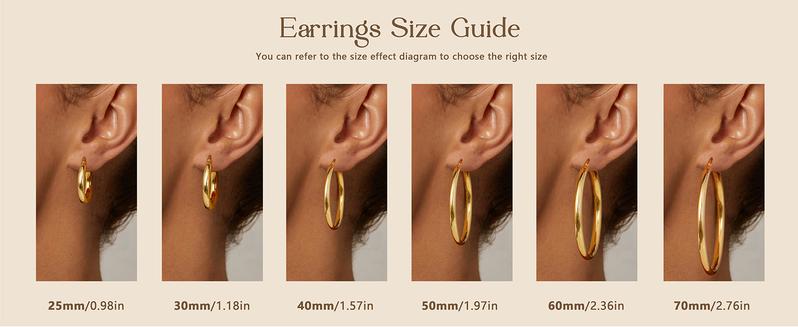BESTEEL 14K Chunky Gold Plated Hoop Earrings for Women With 925 Sterling Silver Post Hollow Tube Hoops Earrings 4mm Thick Gold Hoop Earrings Hypoallergenic Lightweight Gold Large Hoop Earrings 25/30/40/50/60/70MM