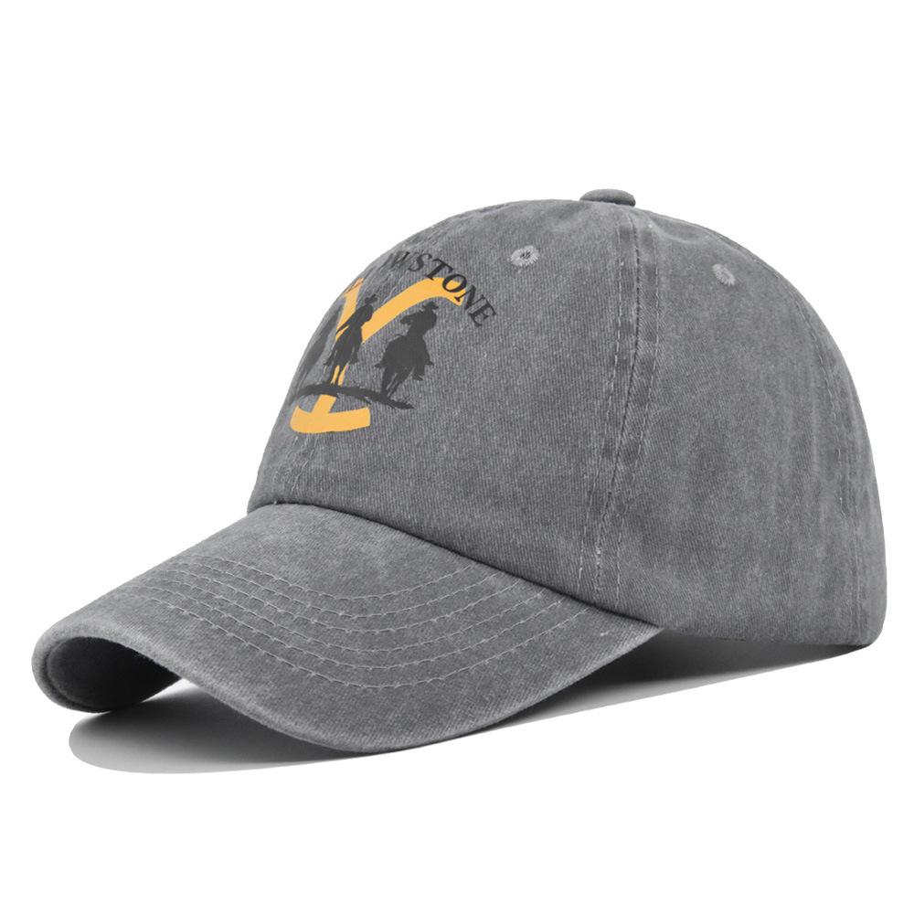 Cross-border European and American Y-print baseball cap, YELLOWSTONE embroidered duckbill cap, washed and distressed curved brim Yellowstone cap
