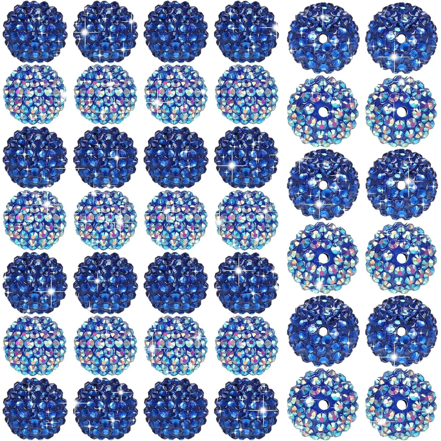 40 count 20 mm Rhinestone Beads Bulk  Round Disco Ball Chunky Bubblegum Beads for Pens Bracelets Charms Craft European Style  Making Supplies Christmas(Dark Blue)