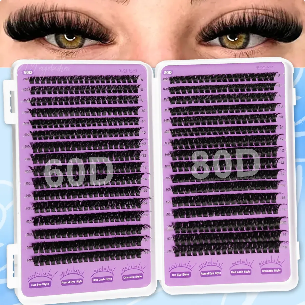 608pcs high-capacity tufted false eyelashes grafting set, DIY false eyelashes extension set, 8-16mm mixed length, D curl, suitable for beginners and professionals, suitable for various occasions, soft and light, a good gift, Lightweight False Eyelashes