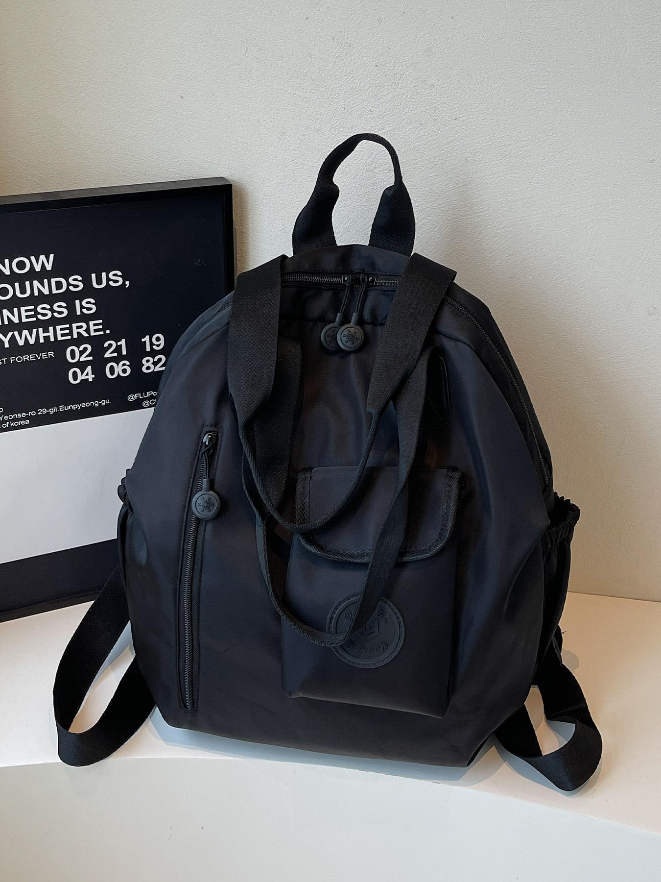 Women's backpack is fashionable, simple, casual, retro, versatile, solid color, multi-functional, suitable for daily travel, school, travel backpack Casual Daypack