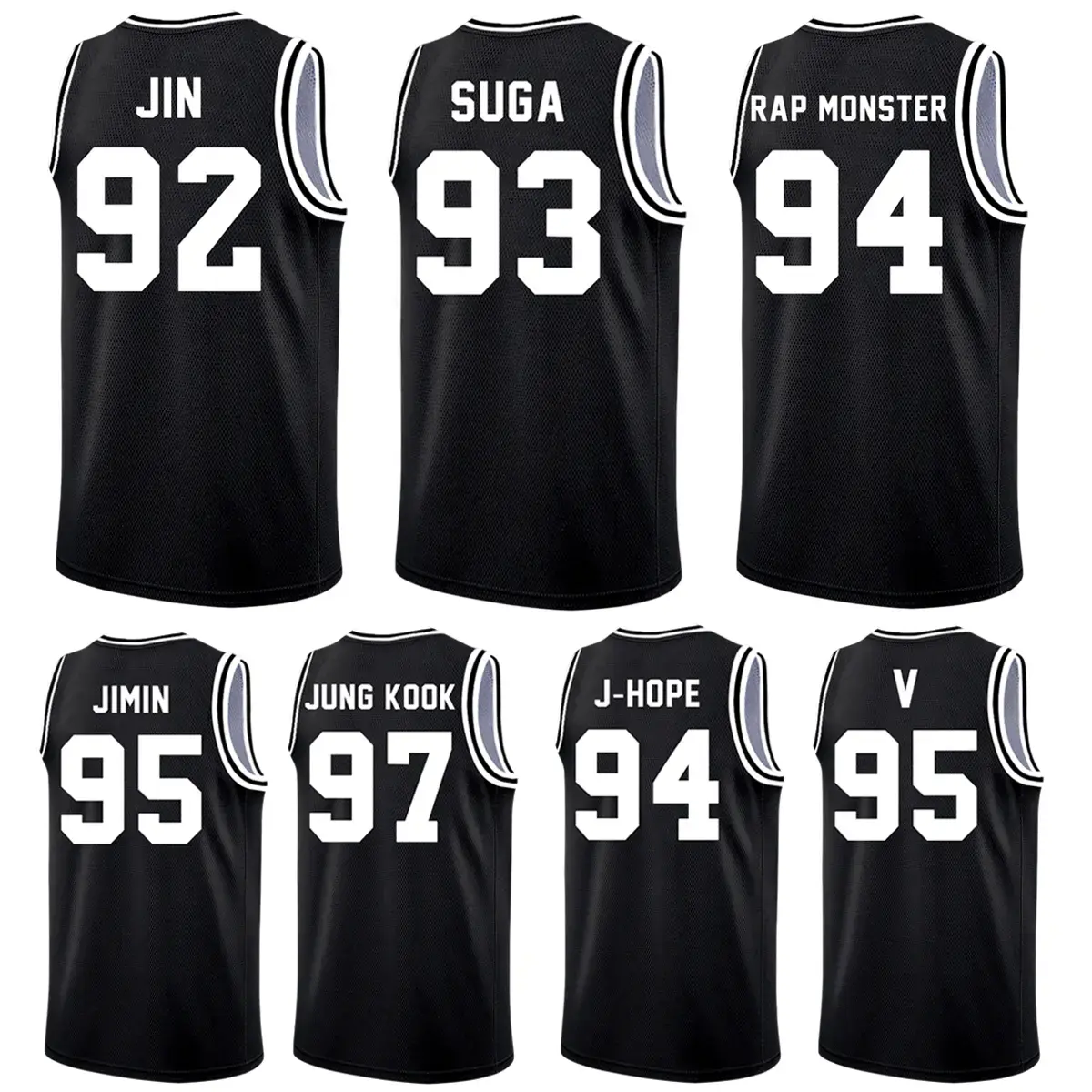 Unisex KPOP Idol V-Neck Basketball Jersey for Youth Adults,  92 93 94 95 97 Multiple Name & Number Options Breathable Mesh Sleeveless Tank Top, Casual Athletic Concert Outfit, Ideal Fan Gift
