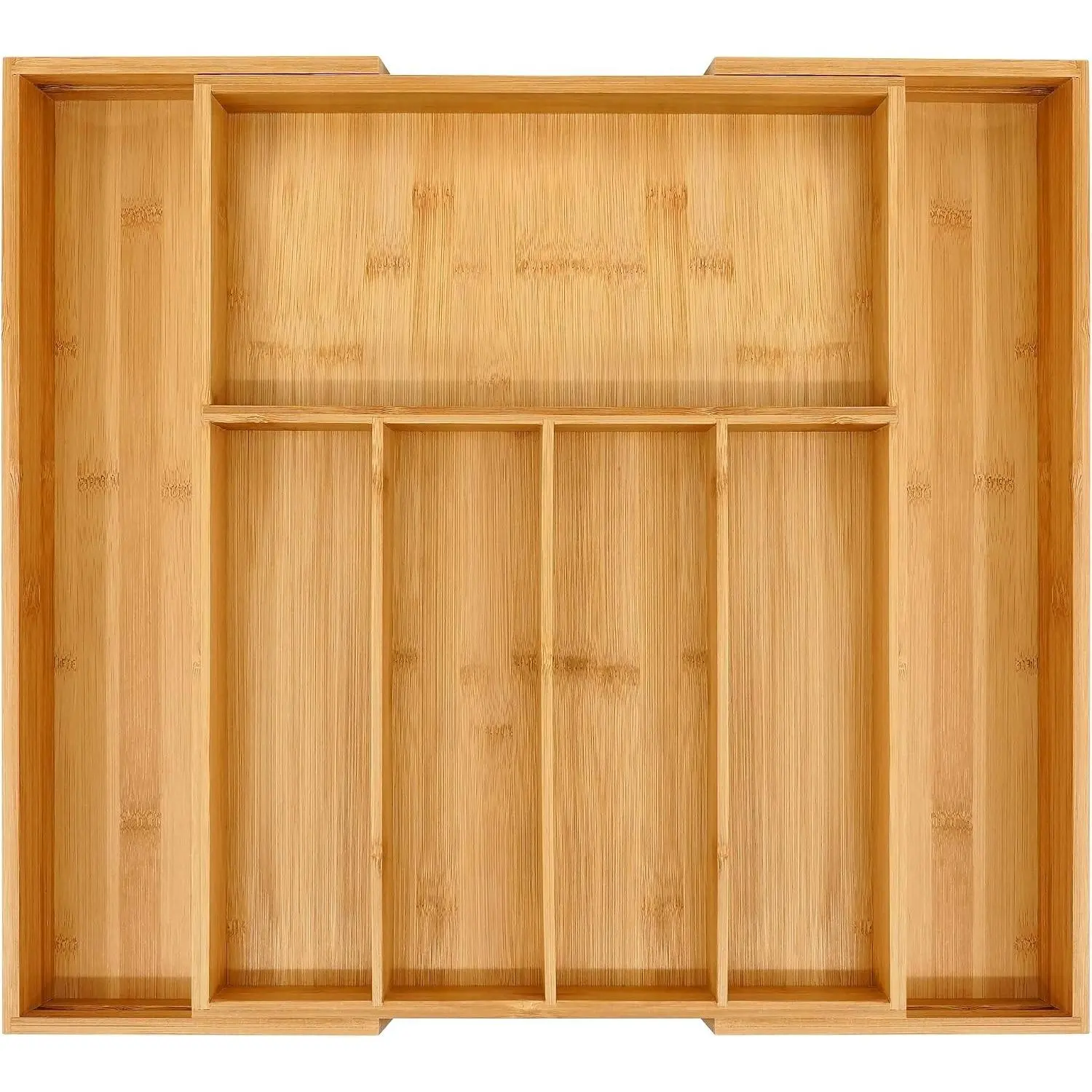 Bamboo Drawer Organizer, Expandable Silverware Drawer Organizer, Cutlery Tray with Dividers for Kitchen Utensils (Natural, Large)
