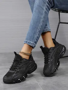 New Women's Mesh Breathable Casual Sneakers, Thick Sole Height Boosting Dad Shoes, Lightweight Soft Bottom Outdoor Hiking Trail Running Shoes