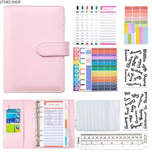 A6 Multifunctional PU Leather Budget Binder, 6 Ring Zipper Cash Storage Handbook Wallet