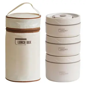 Portable Insulated Food Lunch Box Set, Microwave Heated, Stainless Steel Lunch Box Set with 3 440ML and 600ML Insulated Food Boxes, Comes with Insulated Bags, Suitable for High Quality Plastic Tableware for Adults and Children, Thermal Lunch Boxes