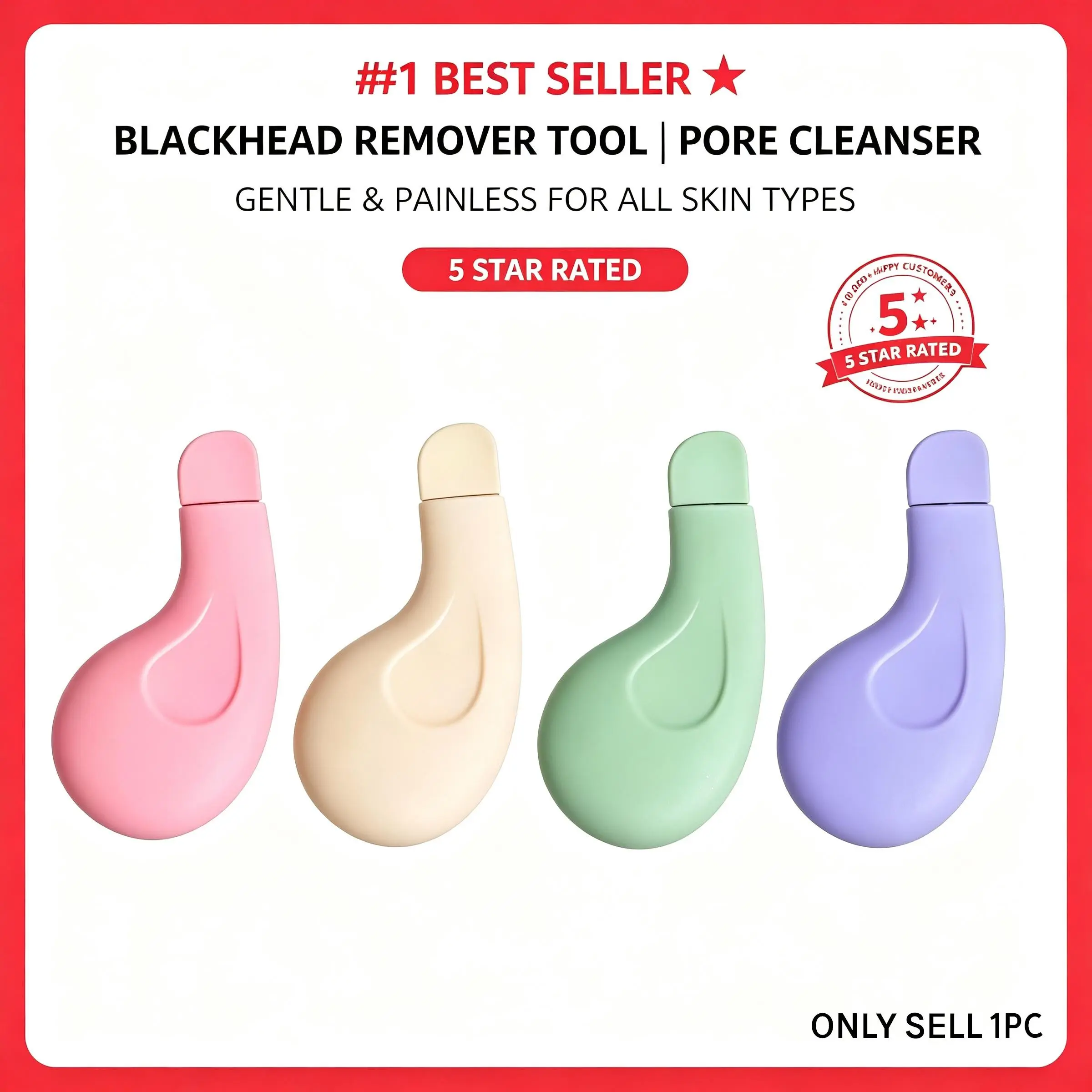 Blackhead Remover Tool, Pore Cleaner, Pore Cleanser Facial Scraper, Silicone Skin Scraper for Deep Pore Cleaning, Painless Blackhead Extractor, Pore Minimizer Tool for Men Women, Sensitive Skin Safe Makeup Prep Travel Essentials