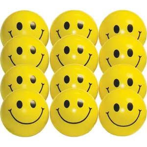 12-Pack Firm Yellow Smiley Ball Hand Exercisers. Grip Strength ,  and  Aid.