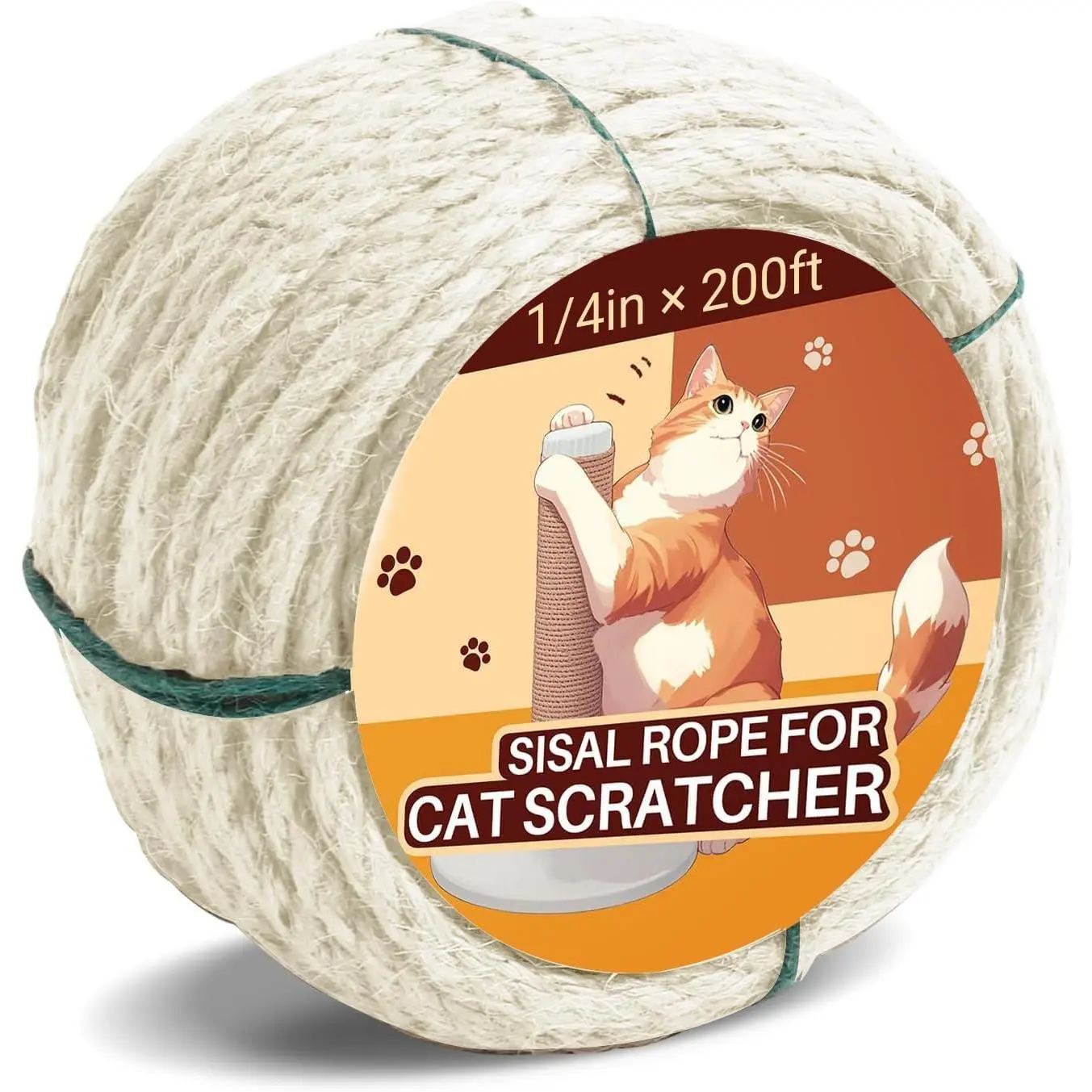 Sisal Rope for  Scratcher 1/4" 50 Ft  Tree Twine for Repairing     DIY  Rope for Carpet Mat, , and Crafts Gardening  Decorating (Green