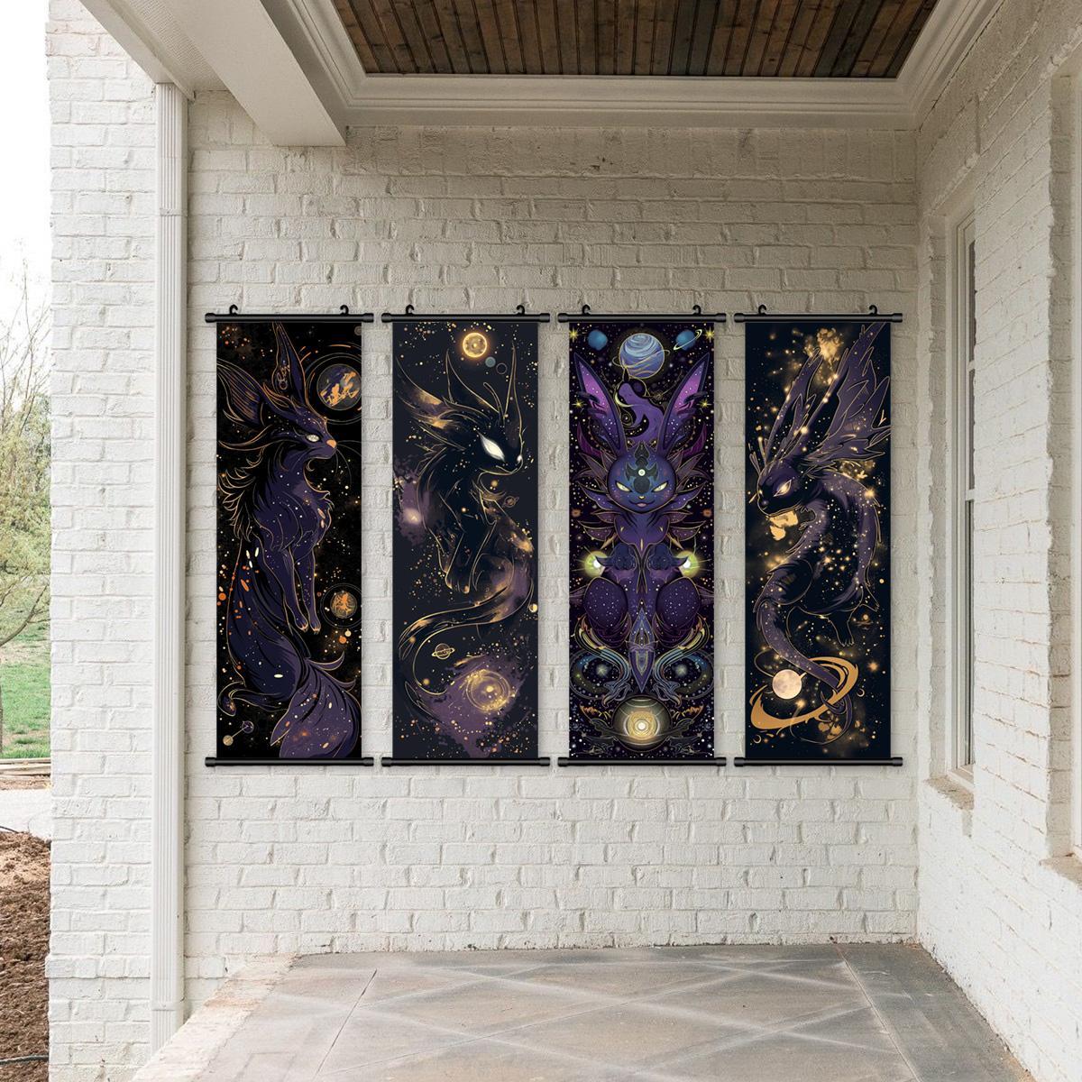 Animal Pattern Wall Art, 4 Counts/set Vintage Pet Pattern Decorative Painting, Exquisite Home Decorative Art, Wall Art Decor for Home Living Room Bedroom