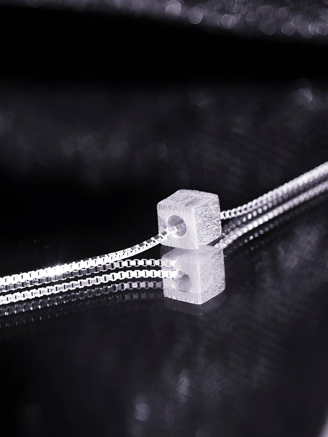 S925 Sterling Silver Simple Square Pendant Necklace for Women, Fashion Jewelry for Party, Daily Clothing Decor, Trendy All-match & Exquisite Jewelry for Birthday Gift, Square Shaped Pendant, Elegant Necklace, Minimalist Necklaces