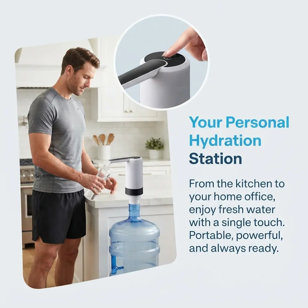 UV‑Sterilization Bottled Water Dispenser Pump, Electric Self‑Priming Small Drinking Water Suction Device, Portable Auto‑Suction Water Pump for Water Barrels, Hygienic Household Kitchen Water Gadget for Home & Dorm