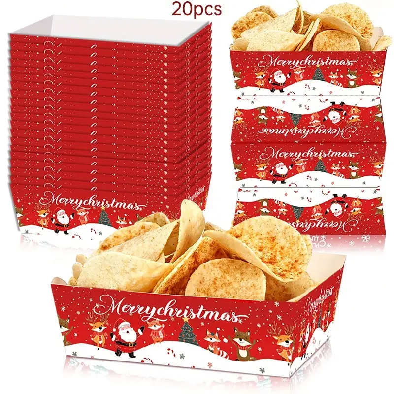 20 Christmas Snack Trays, Disposable Paper Trays for Holiday Parties, Convenient and Eco-Friendly Serving Solutions, Perfect for Festive Gatherings