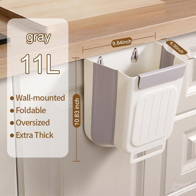 Space-saving Foldable Kitchen Trash Can 6L/11L Touchless Hanging Garbage Bucket Durable Commercial Grade Kitchen Accessory for Home Use