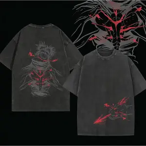 Choso Blood Manipulation JJk Jujutsu Kaisen Anime Manga 2 Sided Washed T-shirt Streetwear Graphic Tee Vintage Distressed Menswear Tops