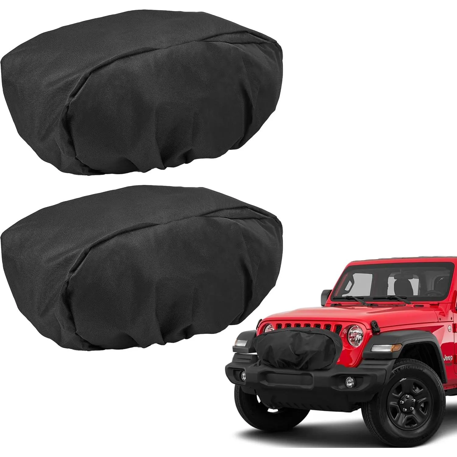 Winch Cover, 2 Pack Heavy Duty Durable Winch Accessories for ATV, Boat, Fits 8500-17500 lb Electric Winches, Waterproof, Snow, Dust & UV-Resistant, Indoor/Outdoor, 21.5 x 9.5 x 7.5 Inches