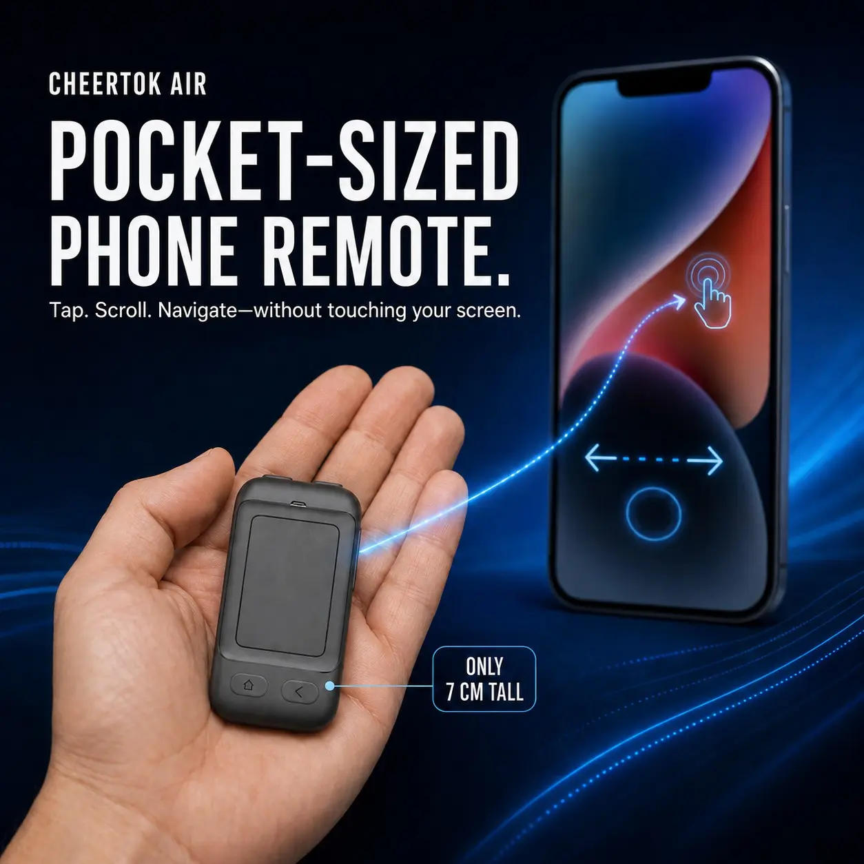 Cheertok Air Wireless Bluetooth-compatible Touch Remote Control, Screen Cursor Control, Video Scrolling, E-Book Page Turning, Wireless Selfie