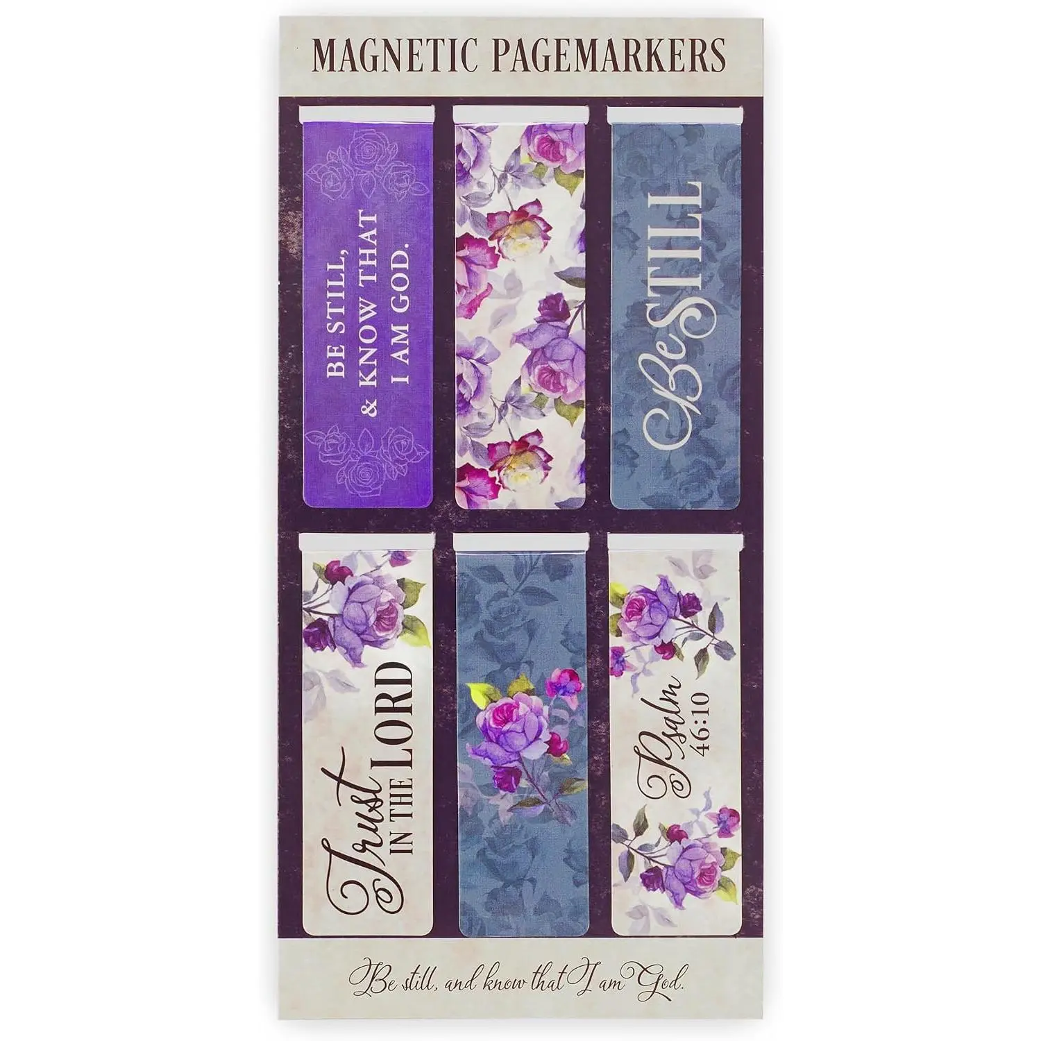 Women's Scripture Bible Verse Bookmark Set, 6-Piece 2.3x0.8" Rose-Inspired Psalm 46:10 "Be Still and Know" Page Marker for Bibles, Office Stationery Supplies, Bible Verses, Inspirational