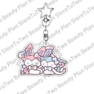 Couple Anime Acrylic Keychain Eevee Vaporeon Flareon Espeon Sylveon Cartoon Kawaii Peripheral Bag Pendant Family Gifts Jewelry