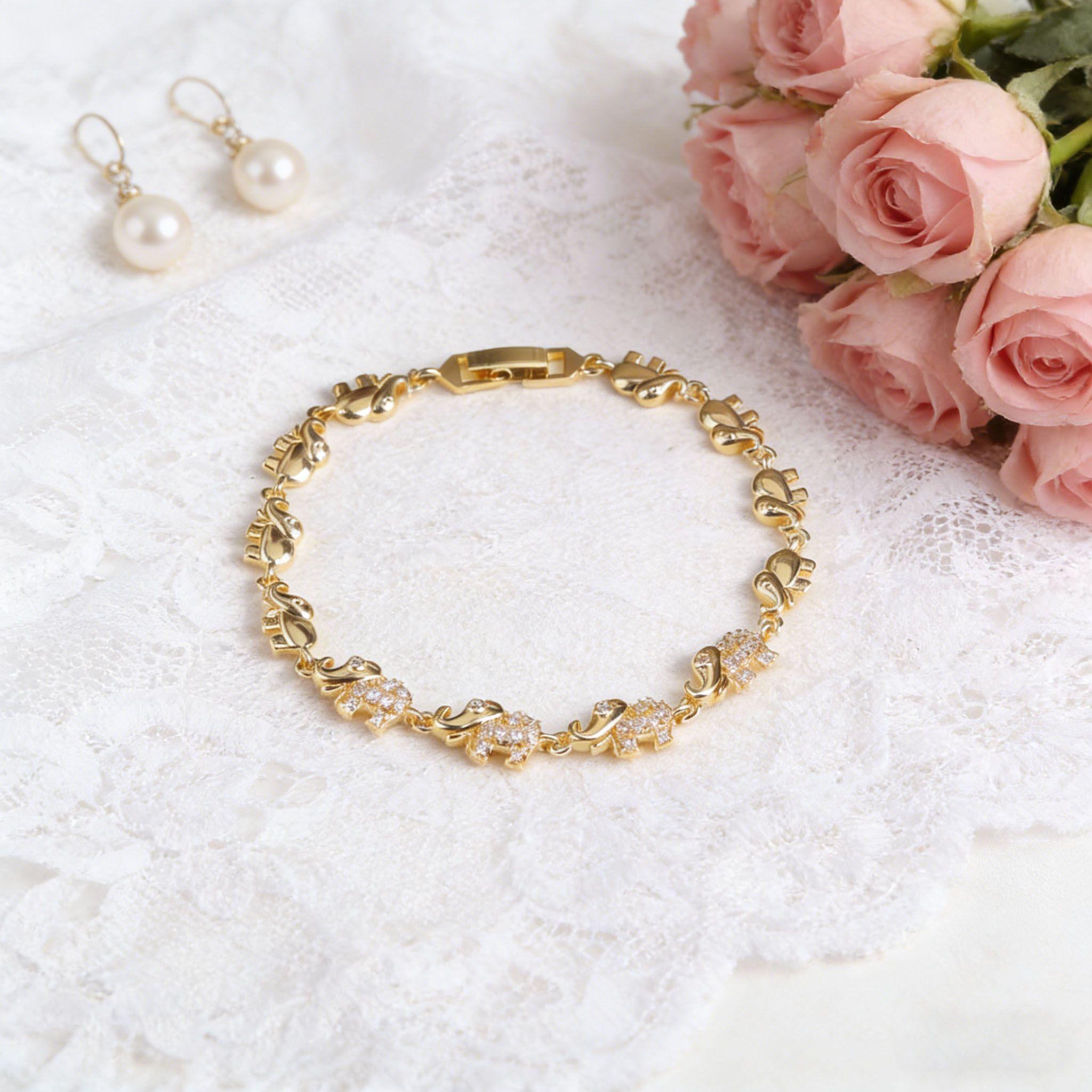 Cubic Zirconia Elephant Bracelet for Women Cute Animal CZ Link Chain Bracelet  Jewelry Gift Fashion Animal Bangle Punk Style For Woman Valentine’s gift