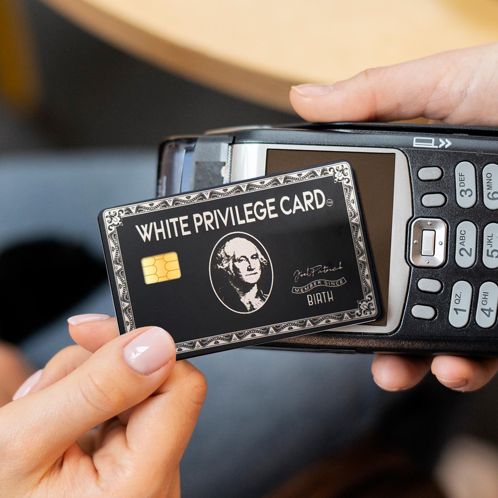 White Privilege Card Design Credit Card Ultra Thin Skin Vinyl Sticker, 4 Counts/set Ultra-thin Skin Vinyl No Residue Sticker, Waterproof & Scratch Resistant Card Sticker