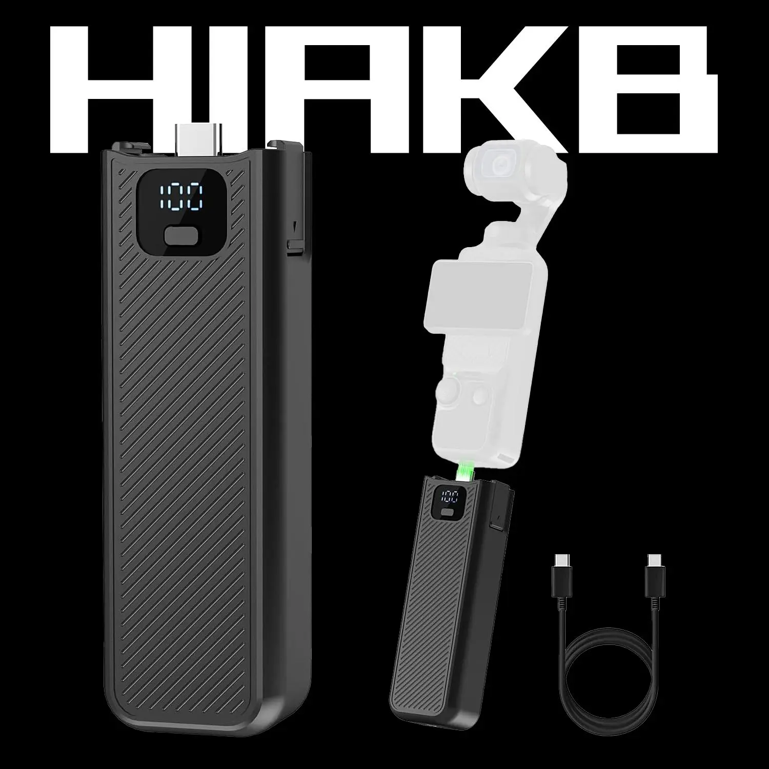 HIAKB 22.5W Fast Charging Digital Camera Battery Handle Accessory for Xtra Muse, 5000mAh Extended Grip with Connectable Bracket, 30-Min Full Power for DJI Osmo Pocket 4/3 & Mobile Phone Support, Small Bag, Camera Photography