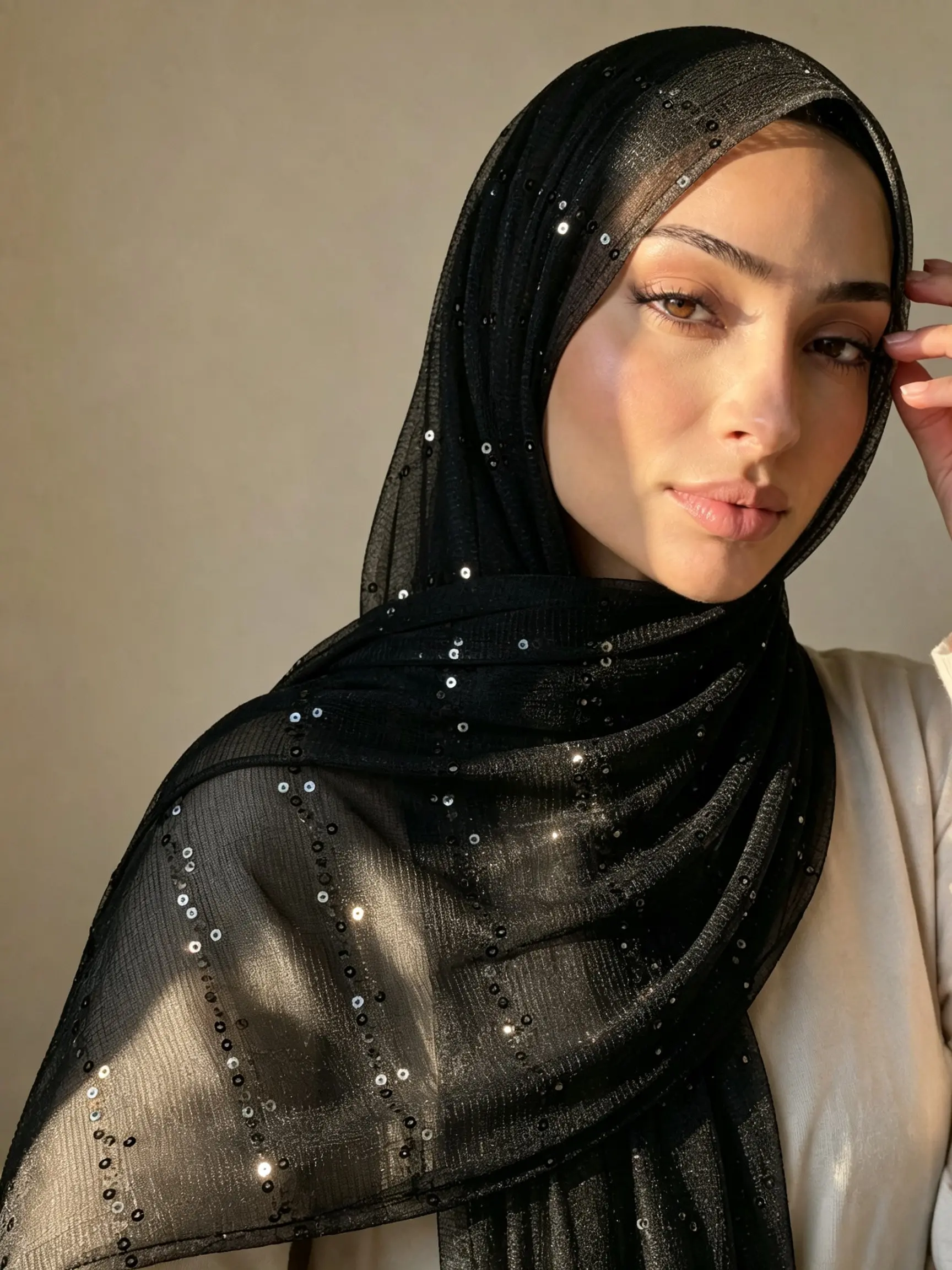 Women's Luxury Sequin Headscarf, Sparkling Mesh Scarf, Perfect for Banquets & Festivals, Elegant Muslim Women Accessory Gift, Hijab