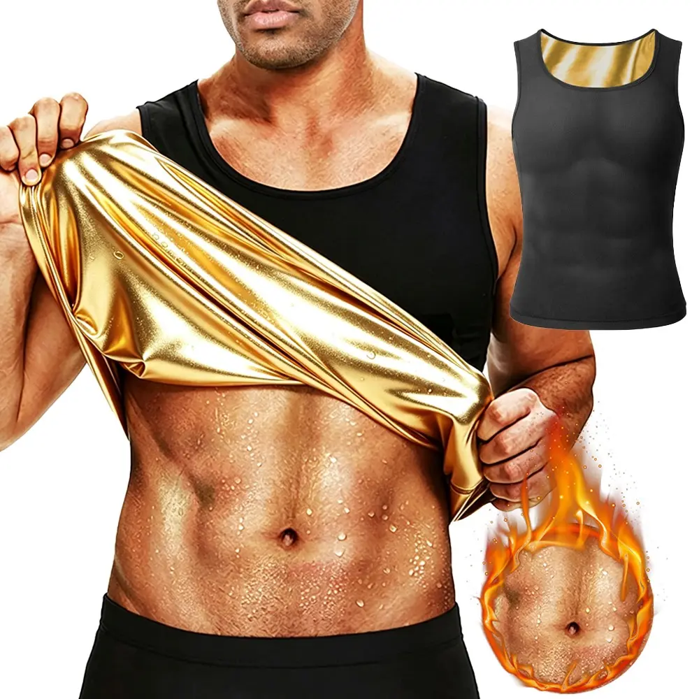 Men's Sauna Vest Waist Trainer, Sleeveless Sweat Sauna Suit Compression Tank Top Shirt, Heat Trapping Tummy Control Body Shaper, Breathable Workout Top for Gym Training & Fitness