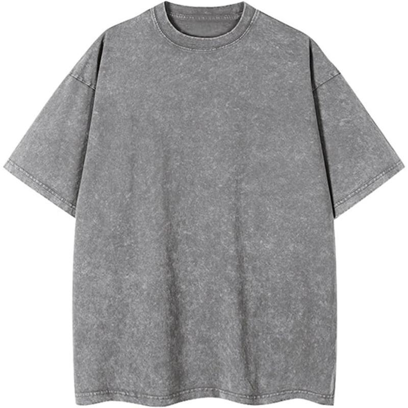 Women Fashion Retro Distressed Cotton T Shirt Casual Versatile Acid Wash Top Unisex Oversized Loose Fit Soft Clothes