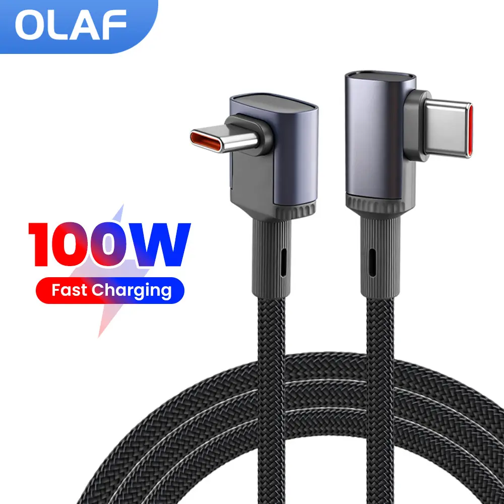 chargers PD 10W Fast Charging Cable Type C To Type C Elbow USB C Quick Charger For iPhone 17 15 Samsung Xiaomi Huawei iPad Data Transfer