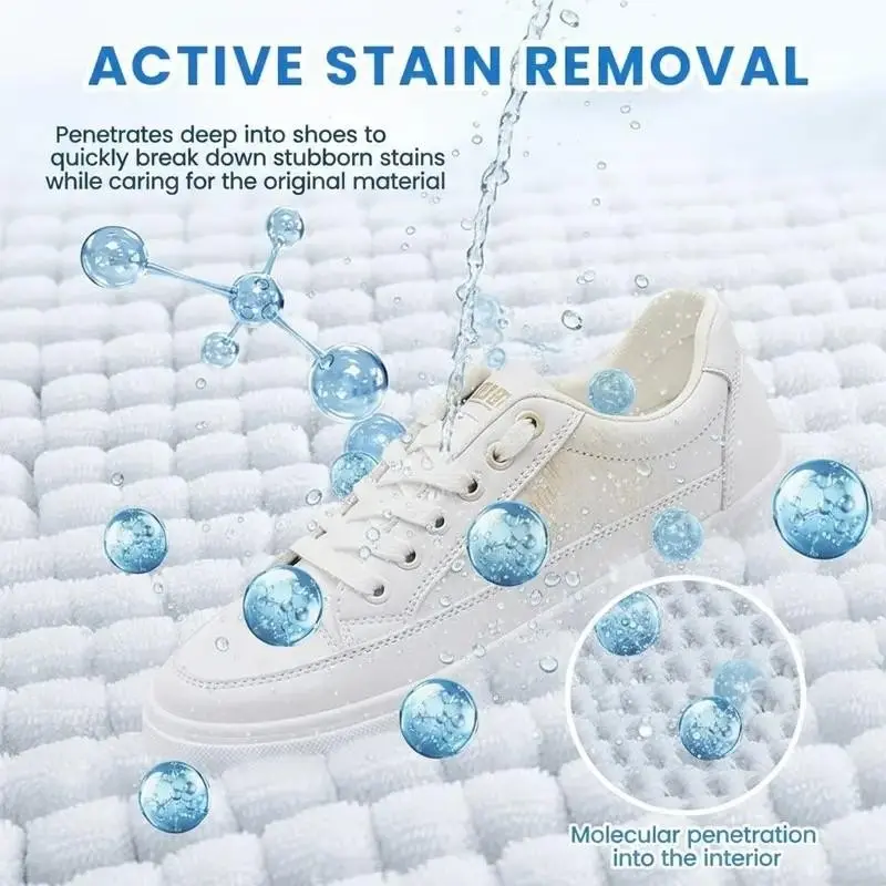 Multi-Use No-Rinse Shoe Cleaner Gel 160g with Sponge-Applicator for Easy Use – Suitable for Leather and Silicone Car Interiors, Gentle and Eco-Friendly Formula.