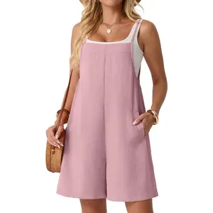 Rompers for Women Summer Casual Jumpers Boho Short Jumpsuits Overalls with Pockets Vacation Outfits(Gift)