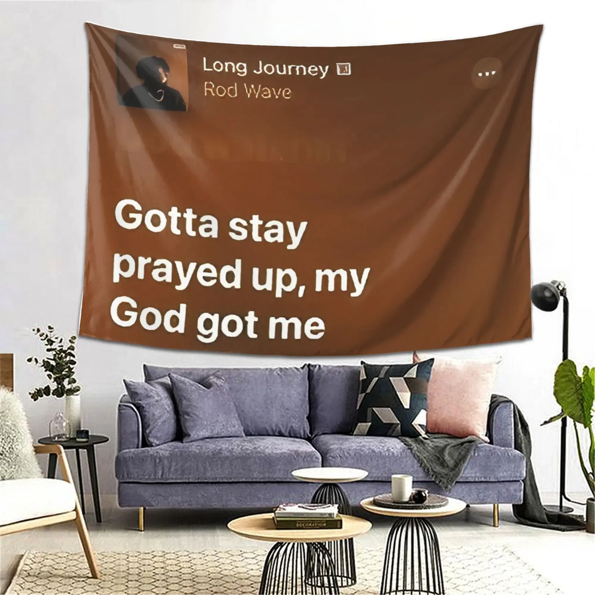 Inspirational Faith Quote Tapestry 5ft x 3ft 60in x 40in, Brown Minimalist Text Wall Hanging Tapestry for Bedroom Dorm Living Room Music Room, Peach Skin Fabric Indoor Outdoor Home Decor Wall Art Gift