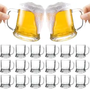 20Pcs Mini Beer Mug Shot Glasses,5 Oz Clear Shot Glasses Bulk with Handles, Heavy Base Freezable Beer Mug,Mini Mugs for Holidays, Parties, and Barbecues