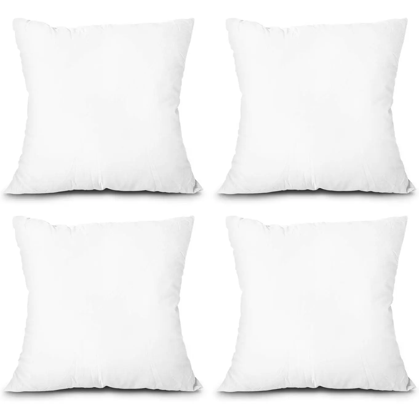 EDOW Simple Square Throw Pillow Inserts (4 Pieces, 18x18 in, White) - Polyester Fill Down Alternative, Couch Cushion Sham Stuffer, Machine Washable for Room Decor, House Decor