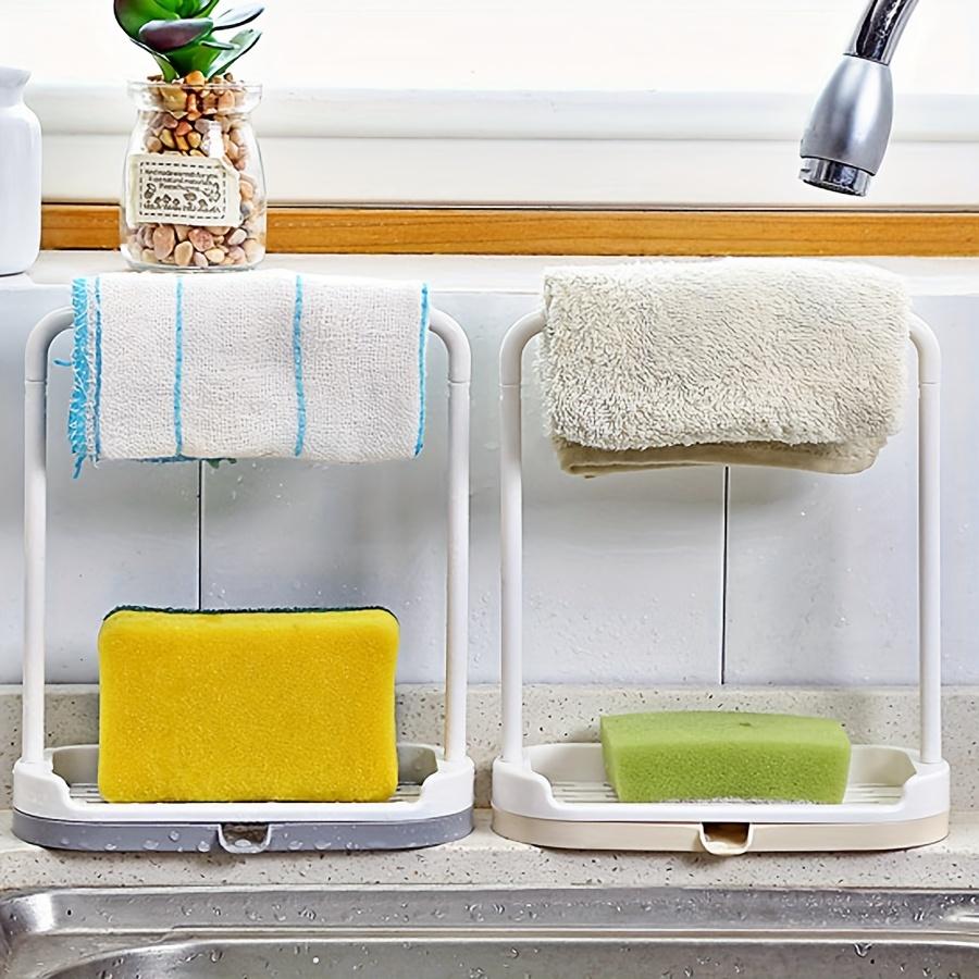 Easy-Install Kitchen Sink Organizer - No-Drill, Space-Saving Storage Rack for Dishcloths & Towels with Drain Basket