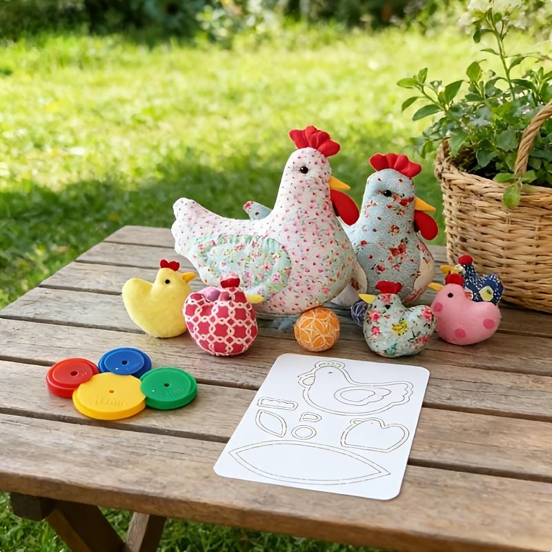 Chicken-themed Patchwork Sewing Template (with 4 tracing tools and hen family motifs) - a colorful handmade guide for quilting, handcrafting, Easter crafts, compatible with sewing machines and hand sewing