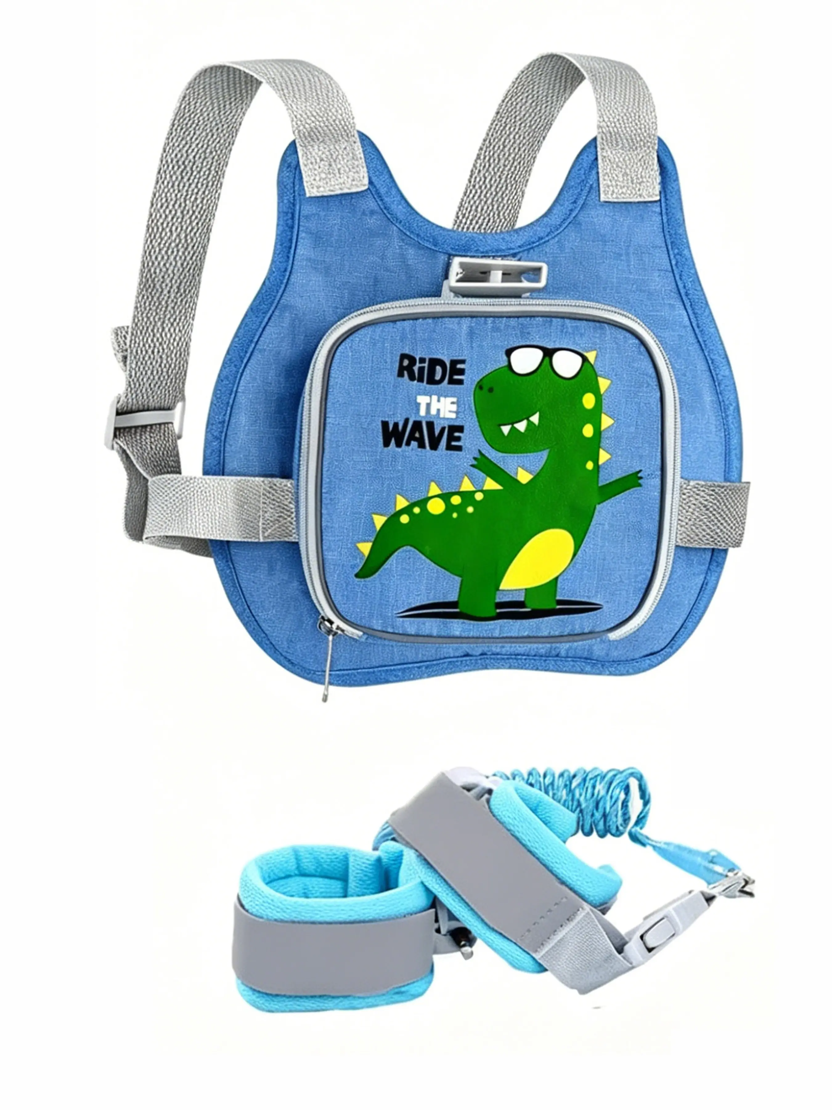 Children Anti-Lost Tether Rope, Dinosaur Design Safety Backpack, Foldable Anti-Loss Strap, Baby Wristband, Essential for Outdoor Activities